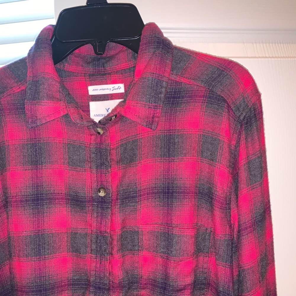 Red and Black Plaid Button Down Flannel